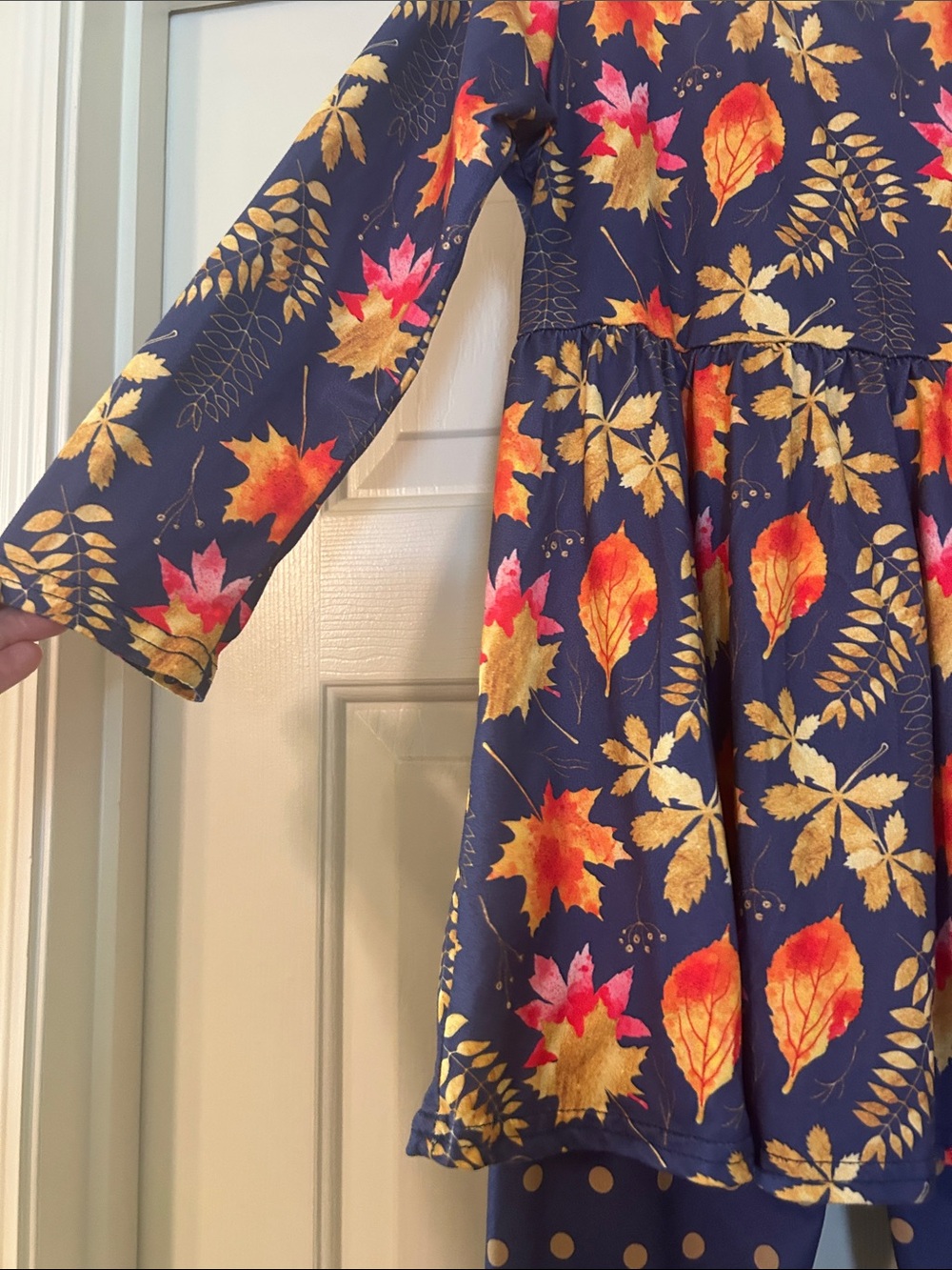 Girls' Navy Floral Ruffle Matching Set - Picture 3 of 7